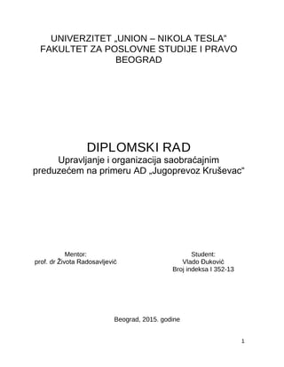 Upravljanje i organizacija saobraćajnim preduzećem
