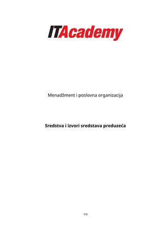 Sredstva i izvori sredstava preduzeća