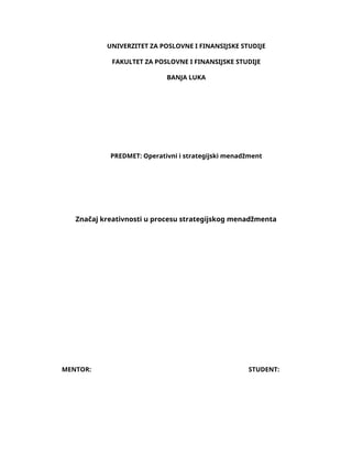 Operativni i strategijski menadžment