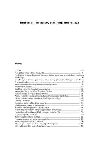 Instrumenti strateškog planiranja marketinga