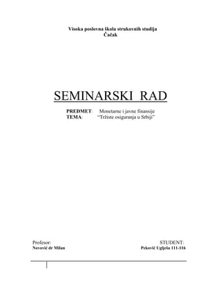 Trzište osiguranja u Srbiji