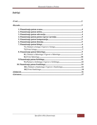 Specifični oblici finansiranja