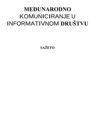 Međunarodno komuniciranje u međunarodnom društvu