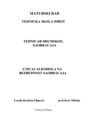 Uticaj alkohola na bezbednost saobraćaja