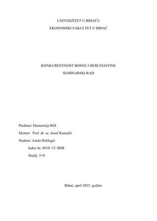 Konkurentnost Bosne i Hercegovine
