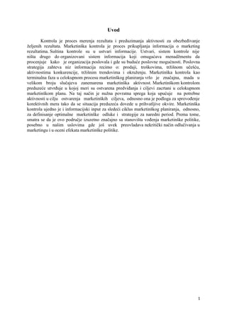 Kontrola marketing aktivnosti