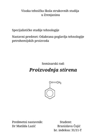 Proizvodnja stirena