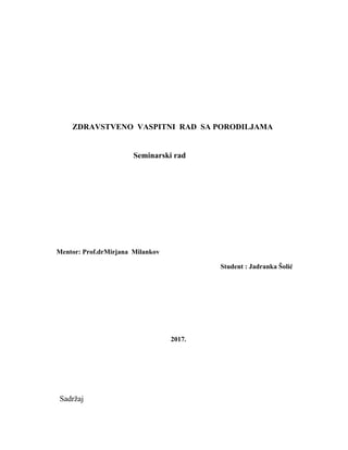 Zdravstveno vaspitni rad sa porodiljama