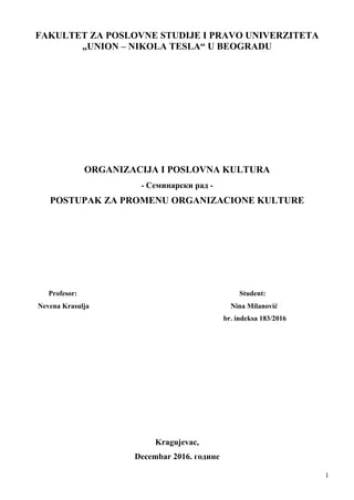 Postupak za promenu organizacione kulture
