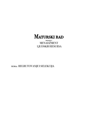 Regrutovanje i selekcija