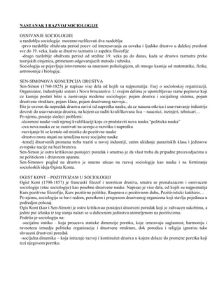 Nastanak i razvoj sociologije