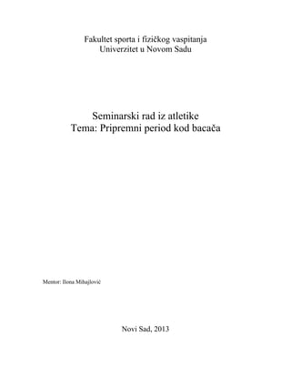 Pripremni period kod bacača