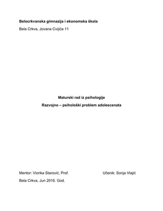 Razvojno-psihološki problemi kod adolescenata