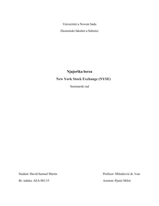 Njujorška berza New York Stock Exchange (NYSE)