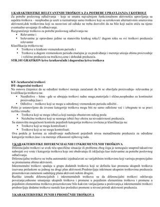 Analiza karakteristika relevantnih troškova za potrebe upravljanja i kontrole