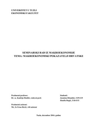 Makroekonomski pokazatelji Hrvatske