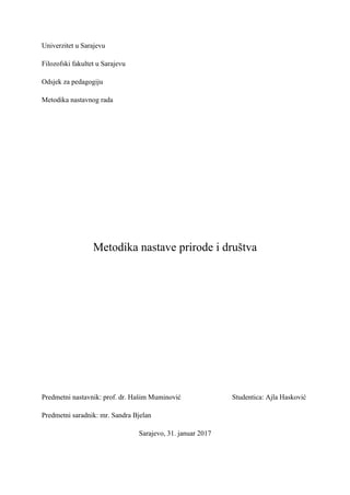 Metodika nastave prirode i društva