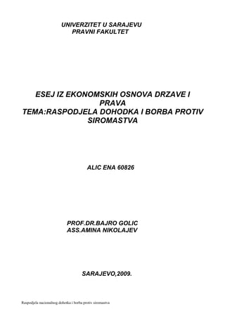 Raspodela dohotka i borba protiv siromaštva