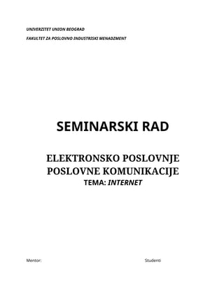 Elektronsko poslovanje – Internet