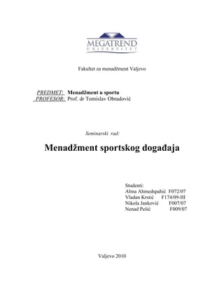 Menadžment sportskog događaja
