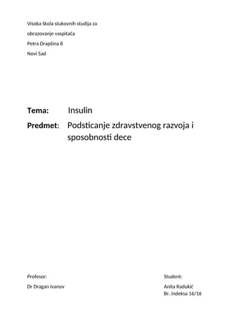 Insulin: uloga, rezistencija i dijabetes