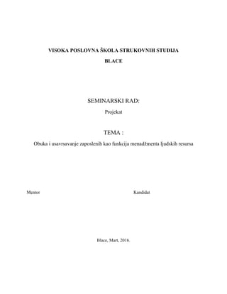 Obuka i usavršavanje zaposlenih kao funkcija menadžmenta ljudskih resursa