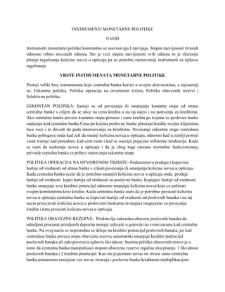 Instrumenti monetarne politike