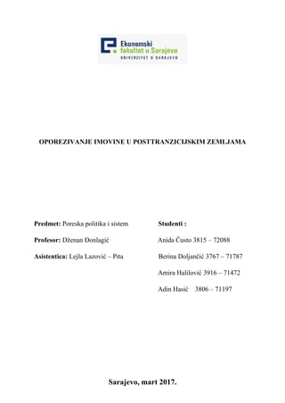 Oporezivanje imovine u posttranzicijskim zemljama