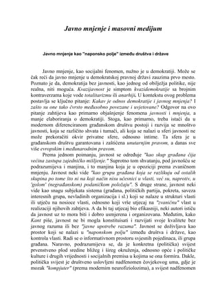 Javno mnjenje i masovni mediji