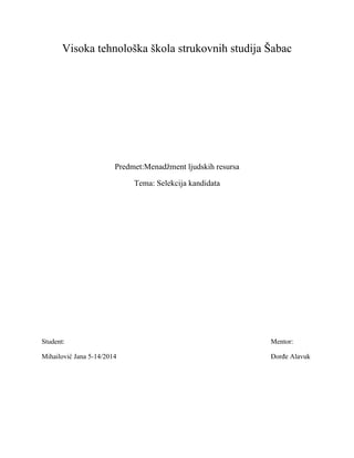 Selekcija kandidata