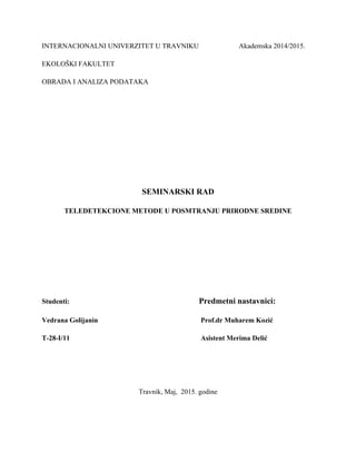 Teledetekcione metode u posmatranju prirodne sredine