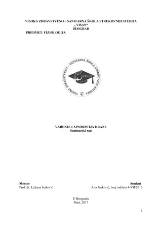 Varenje i resorpcija hrane