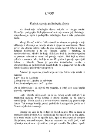 Počeci razvoja psihologije deteta