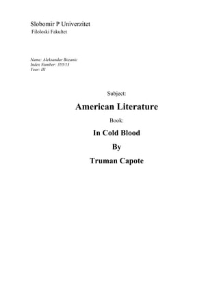 In Cold Blood By Truman Capote