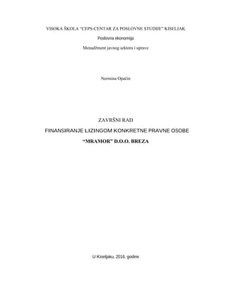 Finansiranje lizingom konkretne pravne osobe