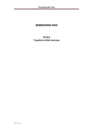 Negativni efekti turizma
