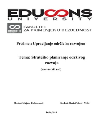 Strateško planiranje održivog razvoja