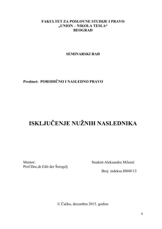 Isključenje nužnih naslednika