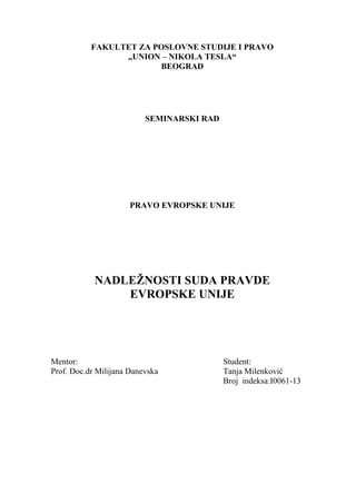 Nadležnost suda pravde Evropske Unije