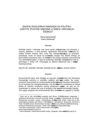 Značaj ekoloških naknada za zaštitu životne sredine