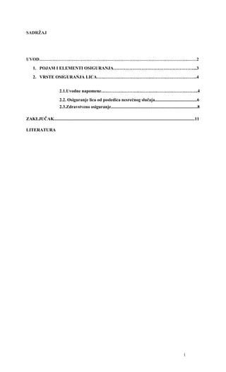 Pojam i elementi osiguranja