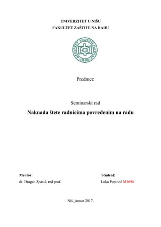 Naknada štete radnicima povređenim na radu