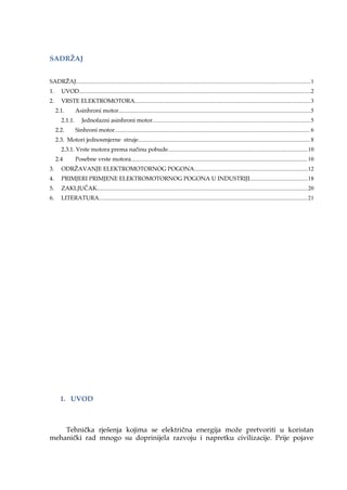 Održavanje elektromotornog pogona u industriji