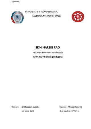 Pravni oblici preduzeća