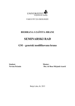 Genetski modifikovana hrana