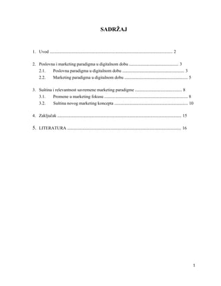 Poslovna i marketing paradigma u digitalnom dobu