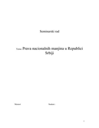Prava nacionalnih manjina u Republici Srbiji