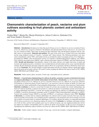 Chemometric characterization of peach, nectarine and plum cultivars according to fruit phenolic content and antioxidant activity