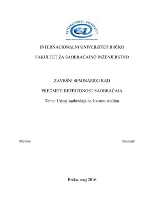 Uticaj saobraćaja na životnu sredinu