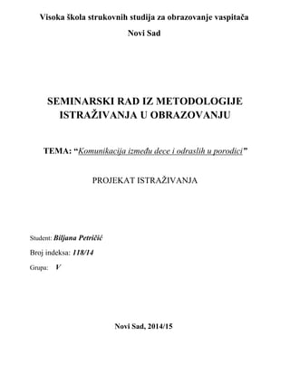 Komunikacija između dece i odraslih u porodici